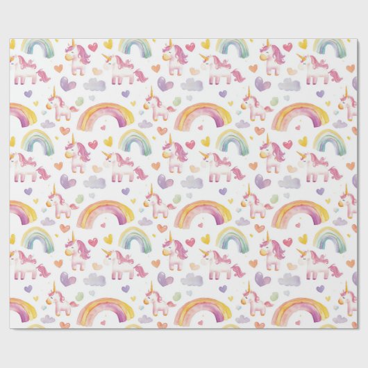 Einhorn und Rainbows Kindergeschenk Geschenkpapier (Flach)