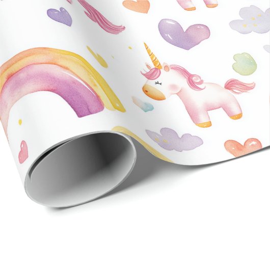 Einhorn und Rainbows Kindergeschenk Geschenkpapier (Rolleneckpunkt)