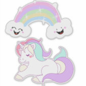 Einhorn und Regenbogen Aufkleber (Vorderseite)