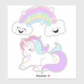 Einhorn und Regenbogen Aufkleber (Blatt)