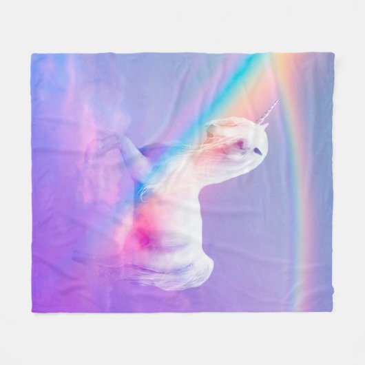 Einhorn und Regenbogen Fleecedecke (Vorderseite (Horizontal))