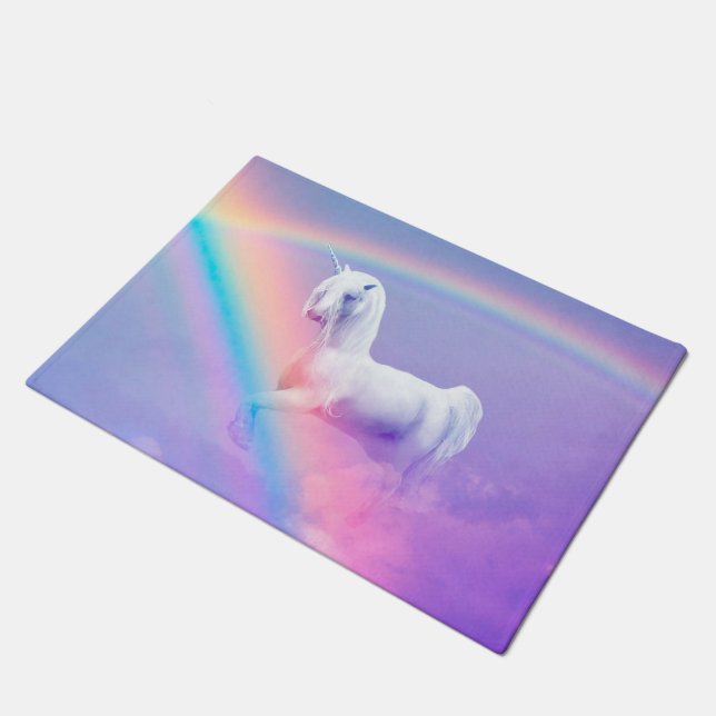 Einhorn und Regenbogen Fußmatte (Schrägansicht)