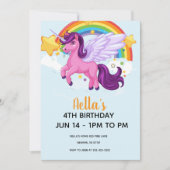 Einhorn und Regenbogen Geburtstag Einladung (Vorderseite)