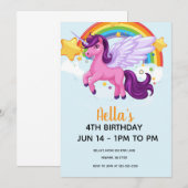 Einhorn und Regenbogen Geburtstag Einladung (Vorne/Hinten)