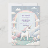 Einhorn und Regenbogen Geburtstag Einladung (Rückseite)
