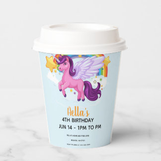 Einhorn und Regenbogen Geburtstag  Pappbecher