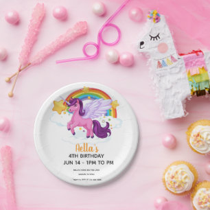 Einhorn und Regenbogen Geburtstag Pappteller