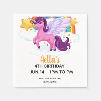 Einhorn und Regenbogen Geburtstag  Serviette