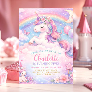 Einhorn und Regenbogen Geburtstagseinladung Einladung