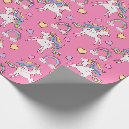Einhorn und Regenbogen Geschenkpapier (Ecke)