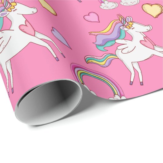 Einhorn und Regenbogen Geschenkpapier (Rolleneckpunkt)