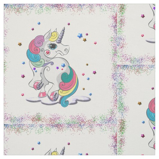 Einhorn und Regenbogen-Glitzer Stoff (Muster)