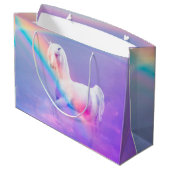 Einhorn und Regenbogen Große Geschenktüte (Rückseite Schrägansicht)