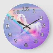 Einhorn und Regenbogen Große Wanduhr (Vorderseite)