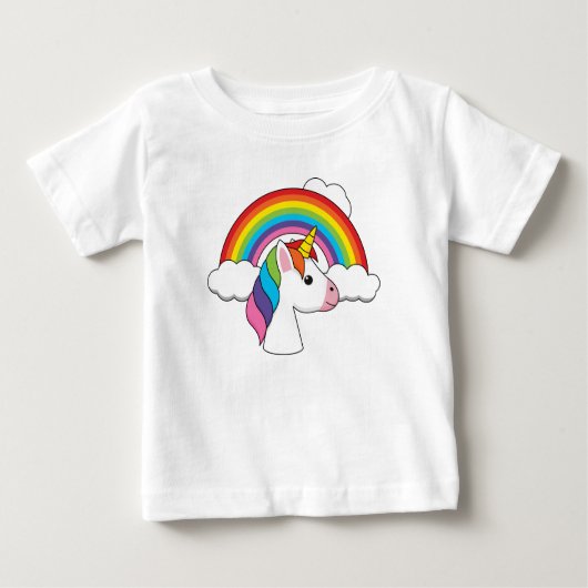 Einhorn und Regenbogen mit Wolken Kawaii Baby T-shirt (Vorderseite)