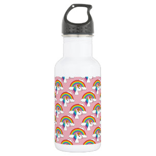 Einhorn und Regenbogen mit Wolken Kawaii Edelstahlflasche
