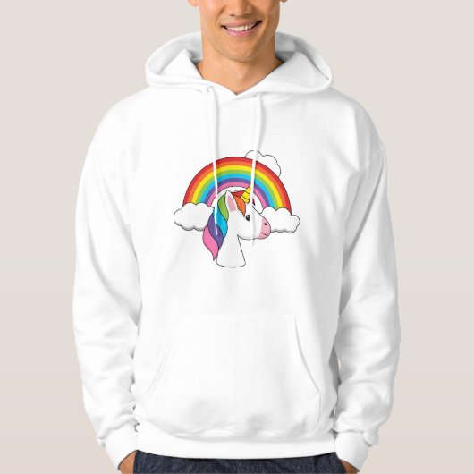 Einhorn und Regenbogen mit Wolken Kawaii Hoodie (Vorderseite)