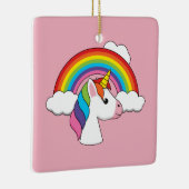 Einhorn und Regenbogen mit Wolken Kawaii Keramikornament (Rechts)