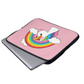 Einhorn und Regenbogen mit Wolken Kawaii Laptopschutzhülle (Vorne Knopf)