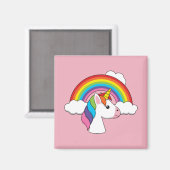 Einhorn und Regenbogen mit Wolken Kawaii Magnet (Vorderseite/Rückseite)