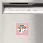 Einhorn und Regenbogen mit Wolken Kawaii Magnet (In Situ (Geschirrspüler))
