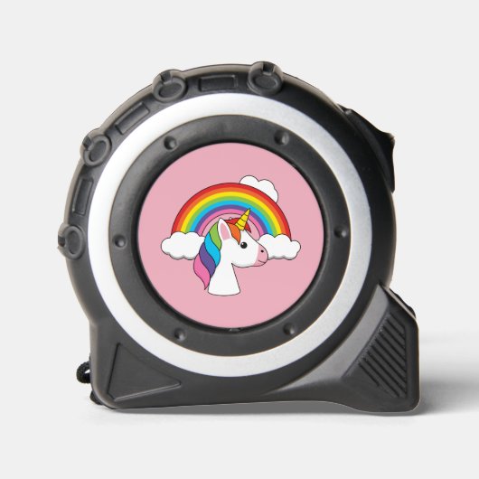 Einhorn und Regenbogen mit Wolken Kawaii Maßband (Vorderseite)