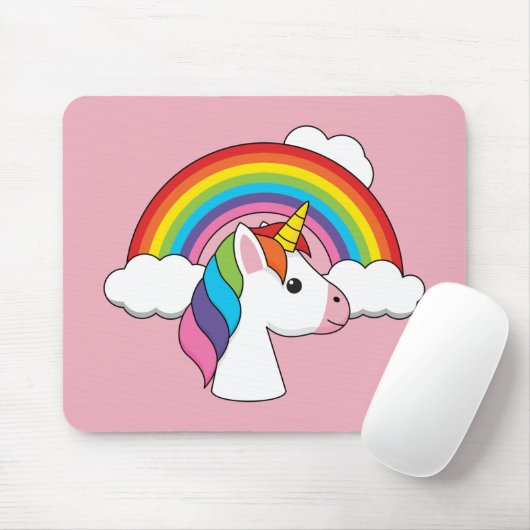 Einhorn und Regenbogen mit Wolken Kawaii Mousepad (Mit Mouse)