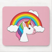 Einhorn und Regenbogen mit Wolken Kawaii Mousepad (Vorne)