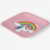 Einhorn und Regenbogen mit Wolken Kawaii Pappteller (Gewinkelt)