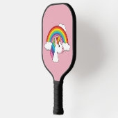 Einhorn und Regenbogen mit Wolken Kawaii Pickleball Schläger (Links)