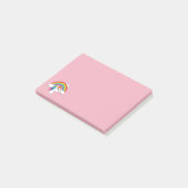 Einhorn und Regenbogen mit Wolken Kawaii Post-it Klebezettel (angewinkelt)