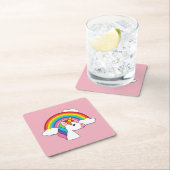 Einhorn und Regenbogen mit Wolken Kawaii Rechteckiger Pappuntersetzer (Vor Ort)