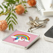 Einhorn und Regenbogen mit Wolken Kawaii Schlüsselanhänger (Seite)