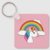 Einhorn und Regenbogen mit Wolken Kawaii Schlüsselanhänger (Vorderseite)