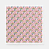 Einhorn und Regenbogen mit Wolken Kawaii Serviette (Vorderseite)