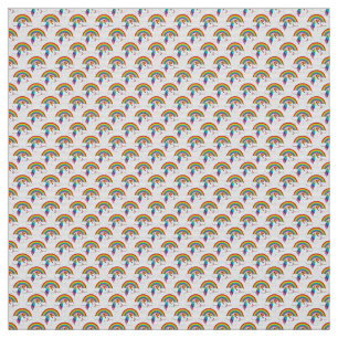 Einhorn und Regenbogen mit Wolken Kawaii Stoff