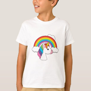 Einhorn und Regenbogen mit Wolken Kawaii T-Shirt