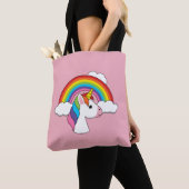 Einhorn und Regenbogen mit Wolken Kawaii Tasche (Von Nahem)