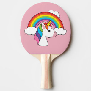 Einhorn und Regenbogen mit Wolken Kawaii Tischtennis Schläger