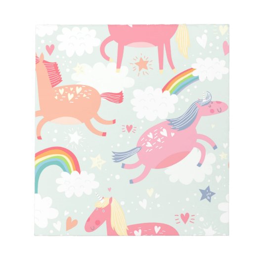 Einhorn und Regenbogen Notizblock (Vorderseite)
