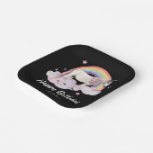 Einhorn und Regenbogen Personalisiert Pappteller (Gewinkelt)