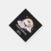 Einhorn und Regenbogen Personalisiert Serviette (Ecke)