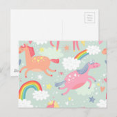 Einhorn und Regenbogen Postkarte (Vorne/Hinten)