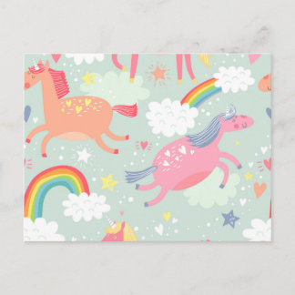 Einhorn und Regenbogen Postkarte