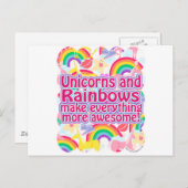 Einhorn und Regenbogen Postkarte (Vorne/Hinten)