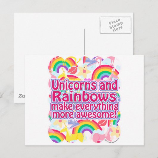 Einhorn und Regenbogen Postkarte (Vorne/Hinten)