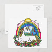 Einhorn und Regenbogen Postkarte (Vorne/Hinten)