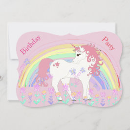 Einhorn und Regenbogen Rosa Einladung zum Geburtst