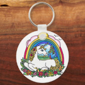 Einhorn und Regenbogen Schlüsselanhänger (Vorderseite)