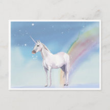 Einhorn und Regenbogen Sternenhimmel Postkarte